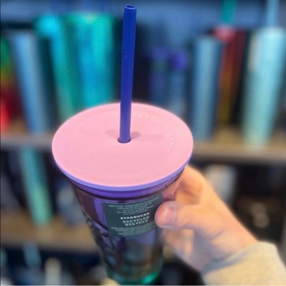 Starbucks Ombre Glass Tumbler Cold Cup Blue & Purple Gradient Recycled New 2022 - Picture 2 of 2